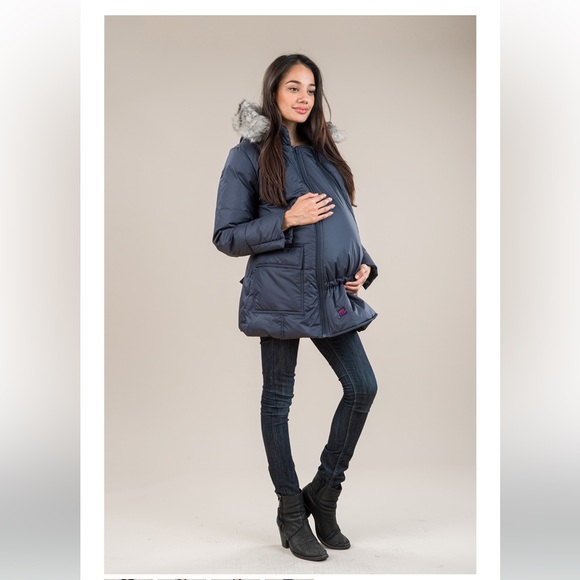 The M Coat - Maternity Down Winter Parka - sz LARGE w removable panel - Picture 2 of 10